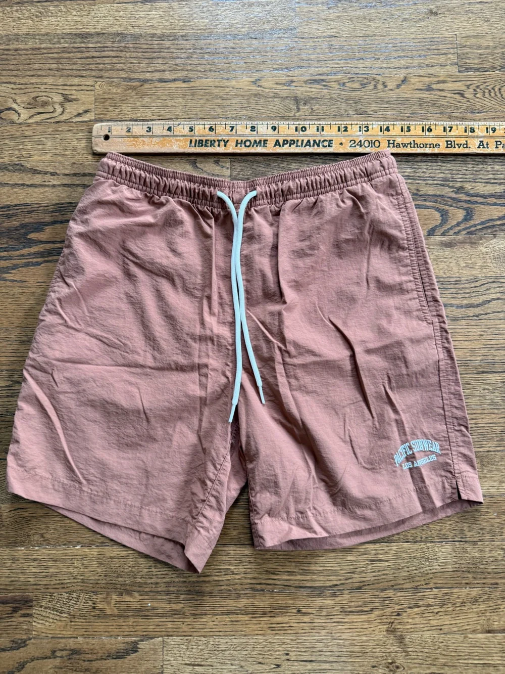 PacSun Mens Rust Swim Trunks with White Drawstring